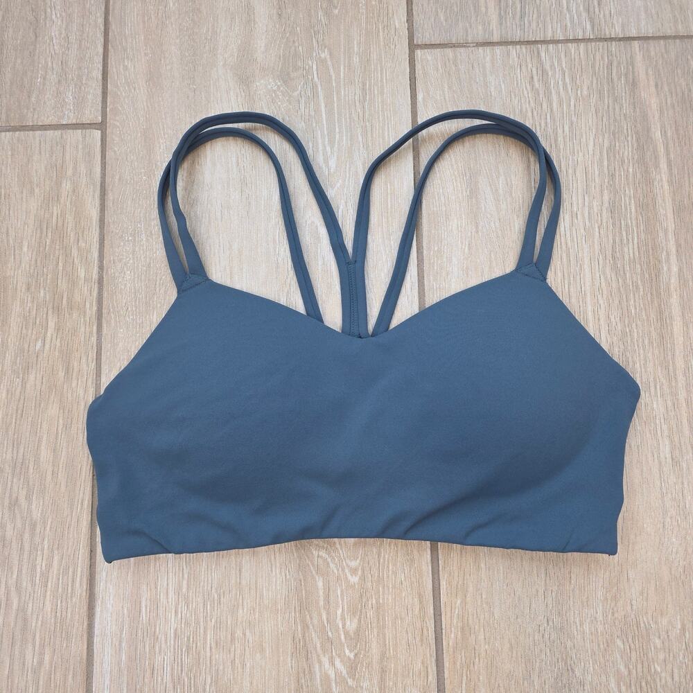 Colorfulkoala Sports Bra Womens Medium Blue Gray Strappy Yoga Activewear
